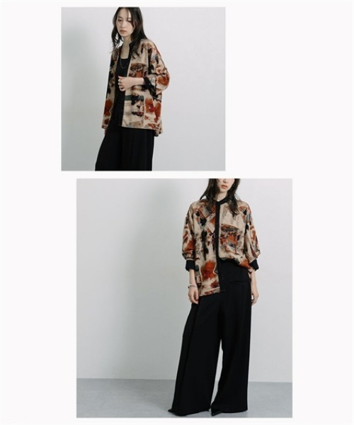 Soiunique（スワユニーク）の「ニュアンス柄バンドカラーシャツ[Soiunique］（シャツ/ブラウス・レディース・オレンジ系・M/L/LL）」の4枚目の写真