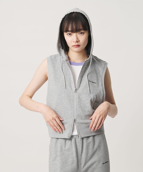 NICE WEATHER(ナイスウェザー)の「<NICE WEATHER>ウィメンズ スリーブレス フーディ(その他トップス・レディース・ライトグレー/ブラック・FREE)」の1枚目の写真