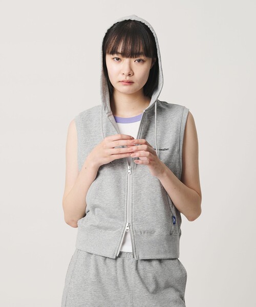 NICE WEATHER(ナイスウェザー)の「<NICE WEATHER>ウィメンズ スリーブレス フーディ(その他トップス・レディース・ライトグレー/ブラック・FREE)」の3枚目の写真