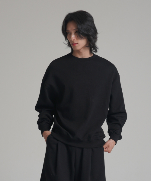 NOMING(ノミング)の「ルーズフィットクロップイージースウェット - ブラック(スウェット・メンズ・ブラック・SMALL/MEDIUM/LARGE/X-LARGE)」の2枚目の写真