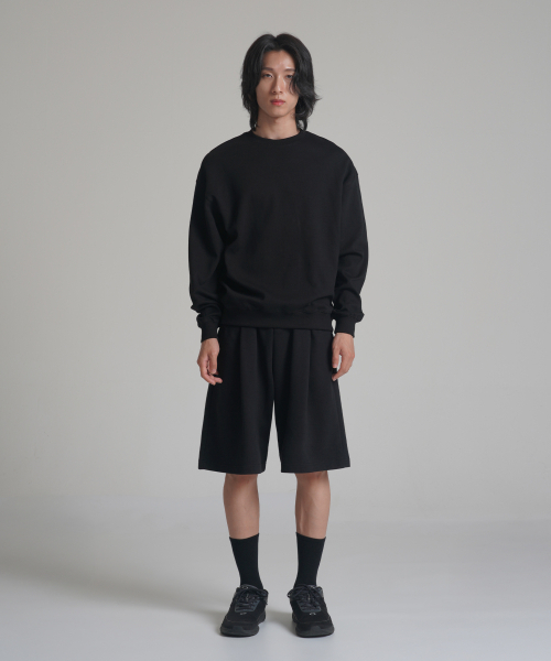 NOMING(ノミング)の「ルーズフィットクロップイージースウェット - ブラック(スウェット・メンズ・ブラック・SMALL/MEDIUM/LARGE/X-LARGE)」の3枚目の写真