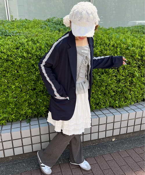 WC(ダブル シー)の「《ゆるカジュアル◎》アソートパターンフレアパンツ(その他パンツ・レディース・ドット/ホワイト/チャコールグレー・FREE)」の5枚目の写真
