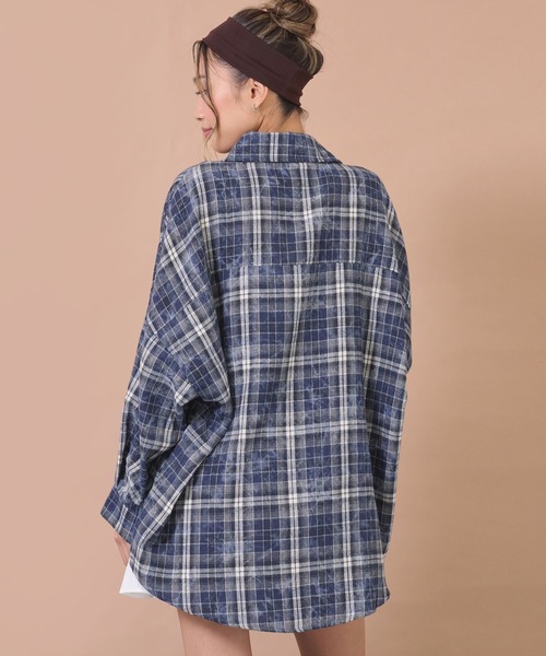 anap mimpi(アナップミンピ)の「ウォッシュ加工チェックネルシャツ(シャツ/ブラウス・レディース・ネイビー/ピンク/ブルー・F)」の14枚目の写真