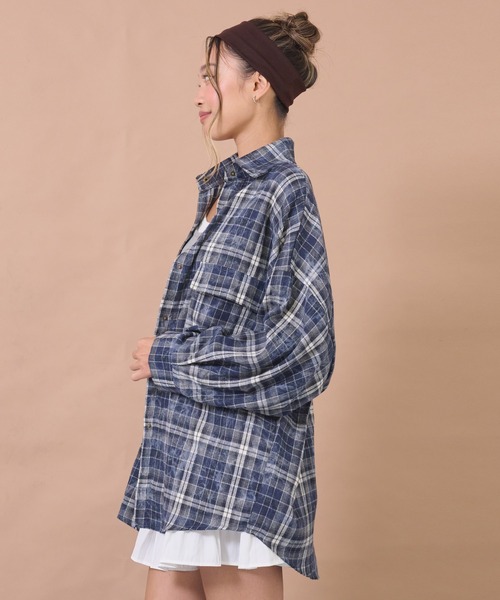 anap mimpi(アナップミンピ)の「ウォッシュ加工チェックネルシャツ(シャツ/ブラウス・レディース・ネイビー/ピンク/ブルー・F)」の13枚目の写真