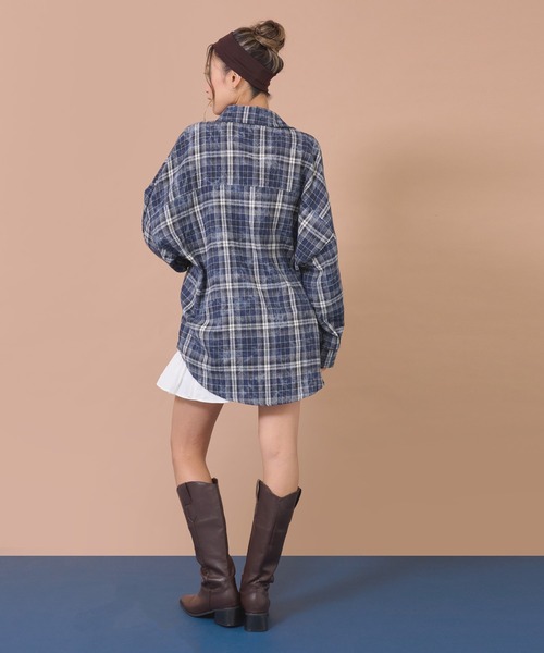 anap mimpi(アナップミンピ)の「ウォッシュ加工チェックネルシャツ(シャツ/ブラウス・レディース・ネイビー/ピンク/ブルー・F)」の15枚目の写真