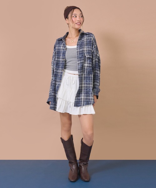 anap mimpi(アナップミンピ)の「ウォッシュ加工チェックネルシャツ(シャツ/ブラウス・レディース・ネイビー/ピンク/ブルー・F)」の17枚目の写真