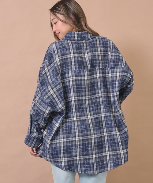anap mimpi(アナップミンピ)の「ウォッシュ加工チェックネルシャツ(シャツ/ブラウス・レディース・ネイビー/ピンク/ブルー・F)」の6枚目の写真