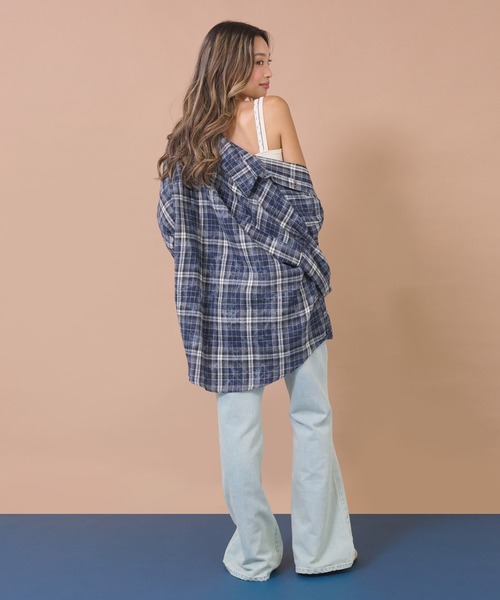 anap mimpi(アナップミンピ)の「ウォッシュ加工チェックネルシャツ(シャツ/ブラウス・レディース・ネイビー/ピンク/ブルー・F)」の9枚目の写真