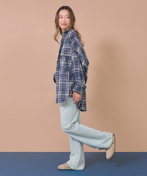 anap mimpi(アナップミンピ)の「ウォッシュ加工チェックネルシャツ(シャツ/ブラウス・レディース・ネイビー/ピンク/ブルー・F)」の8枚目の写真