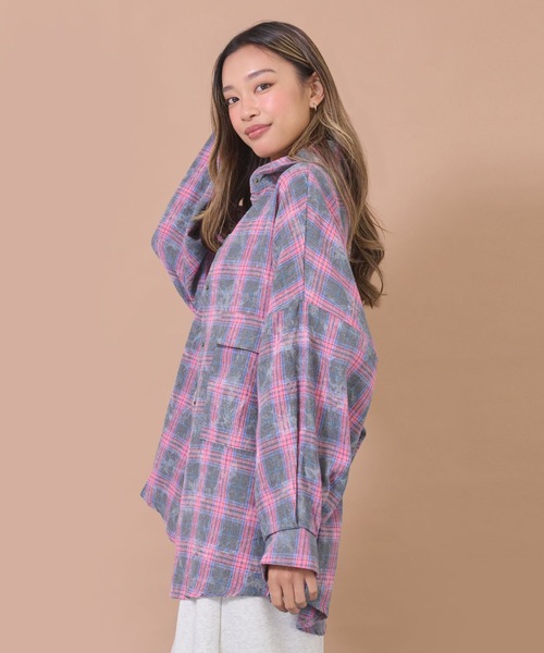 anap mimpi(アナップミンピ)の「ウォッシュ加工チェックネルシャツ(シャツ/ブラウス・レディース・ネイビー/ピンク/ブルー・F)」の19枚目の写真