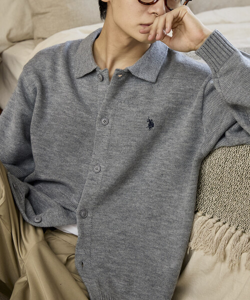 U.S. POLO ASSN.（ユーエスポロアッスン）の「U.S. POLO ASSN. × PUBLUX/ユーエスポロアッスン 別注 ワンポイント刺繍 ポロニットカーディガン　限定展開（カーディガン/ボレロ・メンズ・チャコールグレー/ブラック/ネイビー/グレー・LARGE/MEDIUM/SMALL）」の16枚目の写真