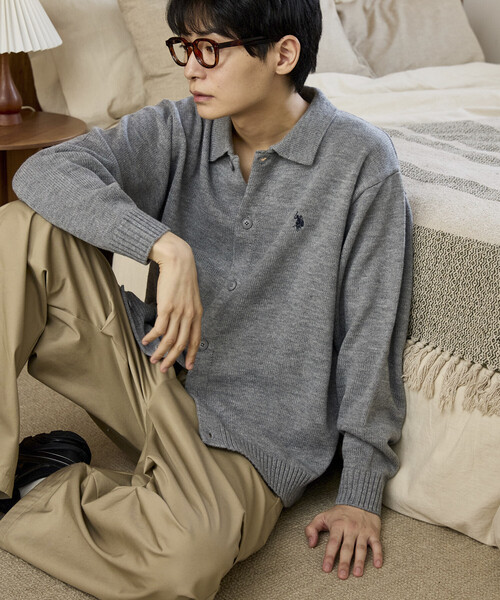 U.S. POLO ASSN.（ユーエスポロアッスン）の「U.S. POLO ASSN. × PUBLUX/ユーエスポロアッスン 別注 ワンポイント刺繍 ポロニットカーディガン　限定展開（カーディガン/ボレロ・メンズ・チャコールグレー/ブラック/ネイビー/グレー・LARGE/MEDIUM/SMALL）」の18枚目の写真