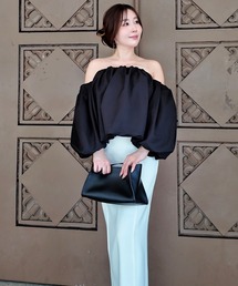 BORDERS at BALCONY/ボーダーズアットバルコニー】PEPLUM WRAP TEE