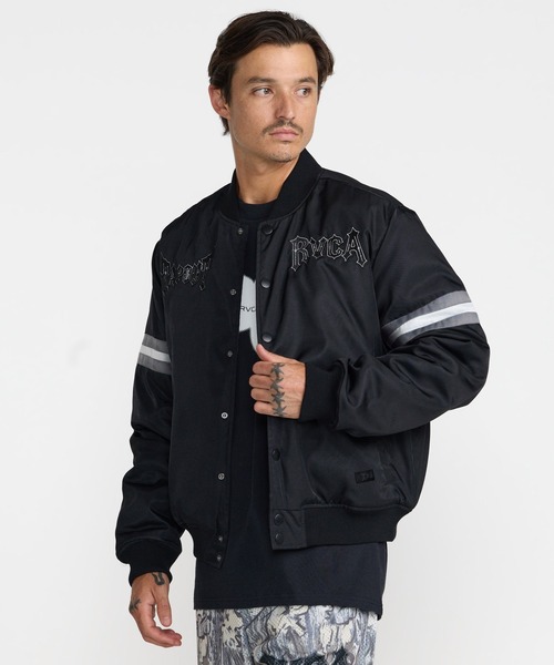 RVCA(ルーカ)の「RVCA メンズ TAPOUT SATIN JACKET ジャケット 【2026年秋冬モデル】/ルーカサテンスタジアムジャケット(スタジャン・メンズ・ブラック・X-LARGE/LARGE/MEDIUM/SMALL)」の9枚目の写真