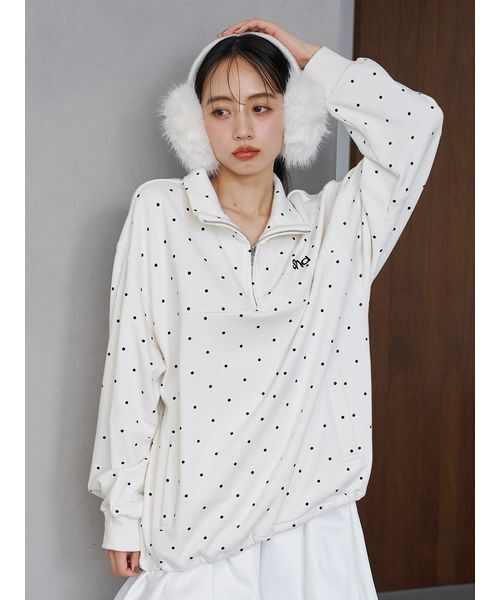 SNIDEL(スナイデル)の「【sndロゴ】ハーフジップカットプルオーバー(Tシャツ/カットソー・レディース・ドット/ライトピンク/グレー・F)」の3枚目の写真