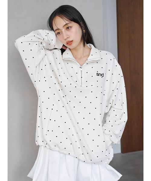 SNIDEL(スナイデル)の「【sndロゴ】ハーフジップカットプルオーバー(Tシャツ/カットソー・レディース・ドット/ライトピンク/グレー・F)」の8枚目の写真