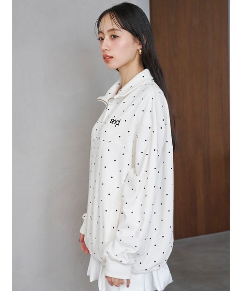SNIDEL(スナイデル)の「【sndロゴ】ハーフジップカットプルオーバー(Tシャツ/カットソー・レディース・ドット/ライトピンク/グレー・F)」の10枚目の写真