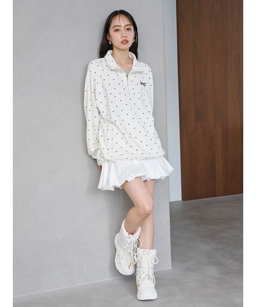 SNIDEL(スナイデル)の「【sndロゴ】ハーフジップカットプルオーバー(Tシャツ/カットソー・レディース・ドット/ライトピンク/グレー・F)」の14枚目の写真