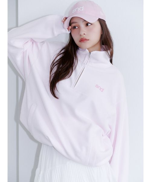 SNIDEL(スナイデル)の「【sndロゴ】ハーフジップカットプルオーバー(Tシャツ/カットソー・レディース・ドット/ライトピンク/グレー・F)」の2枚目の写真