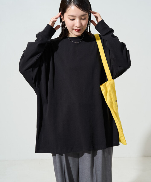 FREAK'S STORE(フリークスストア)の「限定展開 USAコットン ビッグ シルエット ロングスリーブ Tシャツ(Tシャツ/カットソー・レディース・ナチュラル/ダークブラウン/ブラック/ワイン・フリ-)」の2枚目の写真