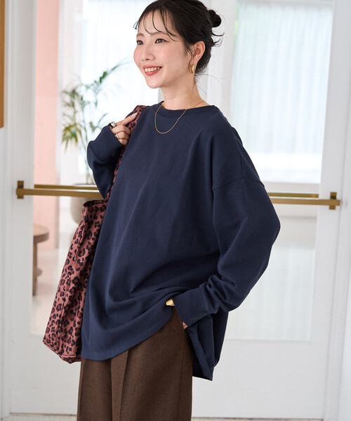 FREAK'S STORE(フリークスストア)の「限定展開 USAコットン ビッグ シルエット ロングスリーブ Tシャツ(Tシャツ/カットソー・レディース・ナチュラル/ダークブラウン/ブラック/ワイン・フリ-)」の8枚目の写真
