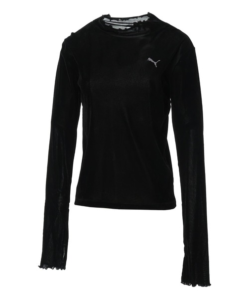 PUMA（プーマ）の「プーマ PUMA VELOUR MESH LS TEE（Tシャツ/カットソー・レディース・ホワイト/ブラック/パープル・M/L/XL）」の2枚目の写真