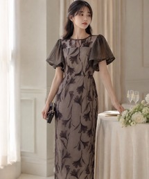 フリルスリーブフラワードレス