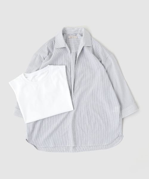 B.C STOCK(ベーセーストック)の「【2点セット】ドビーポプリンバルーズタンクSET(シャツ/ブラウス・メンズ・ブルー系その他/ネイビー/ホワイト・LARGE/MEDIUM)」の3枚目の写真