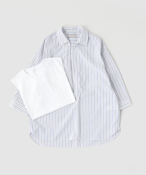 B.C STOCK(ベーセーストック)の「【2点セット】ドビーポプリンバルーズタンクSET(シャツ/ブラウス・メンズ・ブルー系その他/ネイビー/ホワイト・LARGE/MEDIUM)」の2枚目の写真