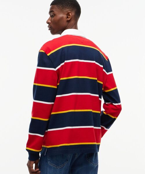 tommy jeans（トミー ジーンズ）の「ストライプ柄ラグビーシャツ（スウェット・メンズ・レッド系7・SMALL/MEDIUM/LARGE）」の4枚目の写真