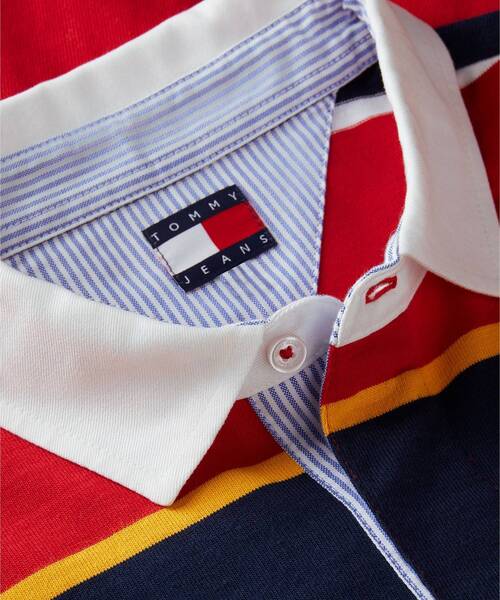 tommy jeans（トミー ジーンズ）の「ストライプ柄ラグビーシャツ（スウェット・メンズ・レッド系7・SMALL/MEDIUM/LARGE）」の5枚目の写真