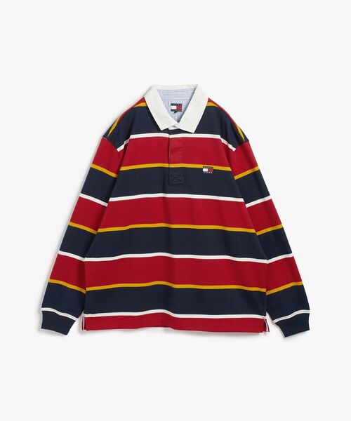 tommy jeans（トミー ジーンズ）の「ストライプ柄ラグビーシャツ（スウェット・メンズ・レッド系7・SMALL/MEDIUM/LARGE）」の6枚目の写真
