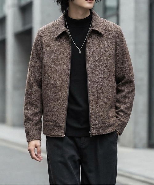 JOHNNY WOLF(ジョニーウルフ)の「WINSTON ウールタッチ ルーズ ツイード ブルゾン(ブルゾン・メンズ・ブラック/ブラウン/グレー・M/L/XL)」の3枚目の写真