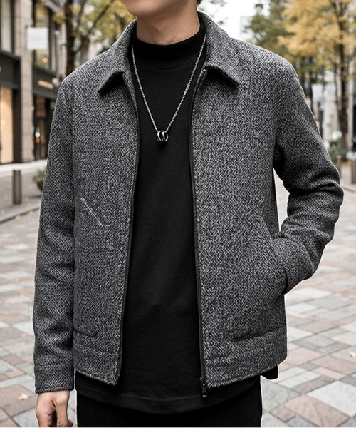 JOHNNY WOLF(ジョニーウルフ)の「WINSTON ウールタッチ ルーズ ツイード ブルゾン(ブルゾン・メンズ・ブラック/ブラウン/グレー・M/L/XL)」の4枚目の写真