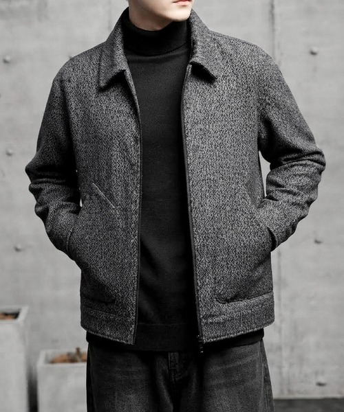JOHNNY WOLF(ジョニーウルフ)の「WINSTON ウールタッチ ルーズ ツイード ブルゾン(ブルゾン・メンズ・ブラック/ブラウン/グレー・M/L/XL)」の7枚目の写真