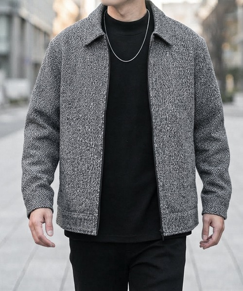 JOHNNY WOLF(ジョニーウルフ)の「WINSTON ウールタッチ ルーズ ツイード ブルゾン(ブルゾン・メンズ・ブラック/ブラウン/グレー・M/L/XL)」の16枚目の写真