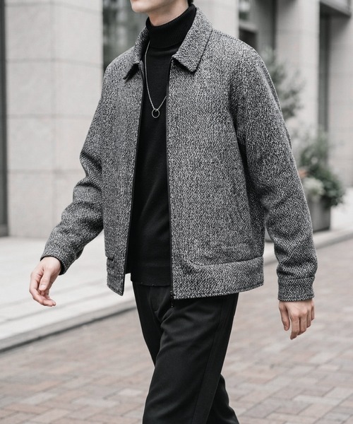 JOHNNY WOLF(ジョニーウルフ)の「WINSTON ウールタッチ ルーズ ツイード ブルゾン(ブルゾン・メンズ・ブラック/ブラウン/グレー・M/L/XL)」の15枚目の写真