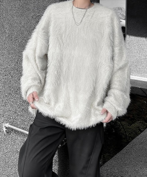 JOHNNY WOLF（ジョニーウルフ）の「RAIN ふわふわフェザーモール クルーネック ニット（ニット/セーター・メンズ・ホワイト/ブラック・L/M）」の15枚目の写真