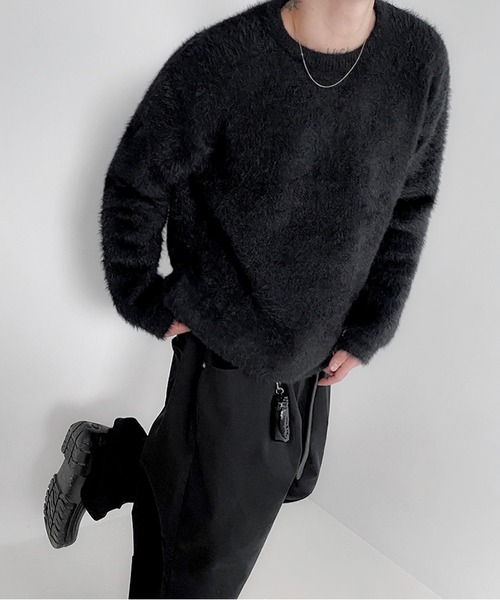JOHNNY WOLF（ジョニーウルフ）の「RAIN ふわふわフェザーモール クルーネック ニット（ニット/セーター・メンズ・ホワイト/ブラック・L/M）」の7枚目の写真