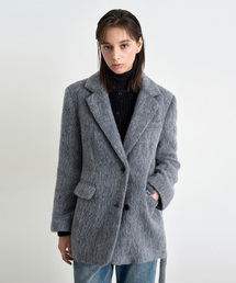 ヘアリーベルト付きブレザーコートグレー COWCT004GRAY