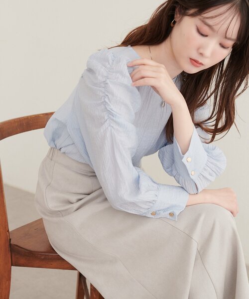 natural couture(ナチュラルクチュール)の「アソートパワショルブラウス(シャツ/ブラウス・レディース・ブラウン系その他/ブラウン/ブラック/オフホワイト/サックスブルー・FREE)」の5枚目の写真