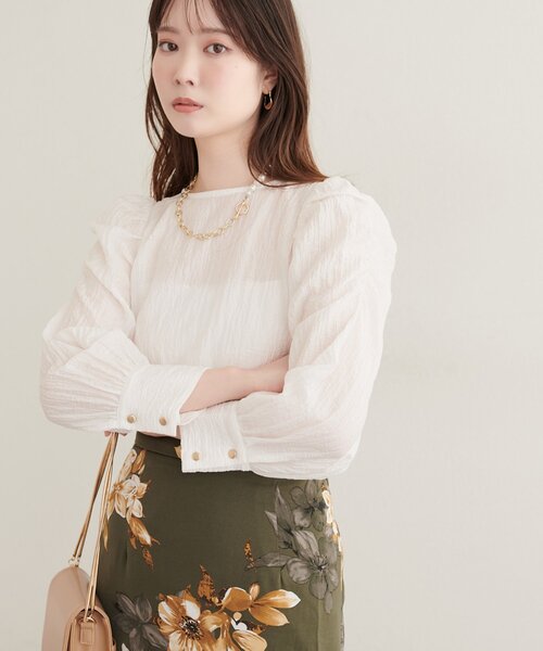 natural couture(ナチュラルクチュール)の「アソートパワショルブラウス(シャツ/ブラウス・レディース・ブラウン系その他/ブラウン/ブラック/オフホワイト/サックスブルー・FREE)」の6枚目の写真