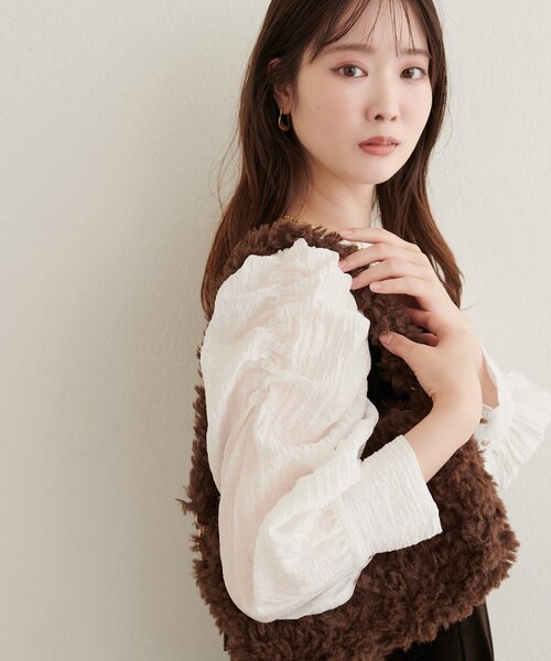 natural couture(ナチュラルクチュール)の「アソートパワショルブラウス(シャツ/ブラウス・レディース・ブラウン系その他/ブラウン/ブラック/オフホワイト/サックスブルー・FREE)」の8枚目の写真