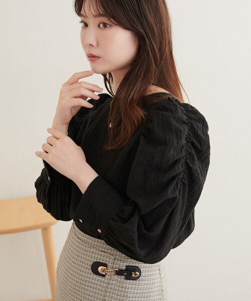natural couture(ナチュラルクチュール)の「アソートパワショルブラウス(シャツ/ブラウス・レディース・ブラウン系その他/ブラウン/ブラック/オフホワイト/サックスブルー・FREE)」の12枚目の写真