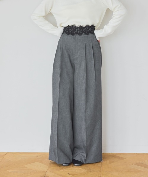 mysty woman（ミスティウーマン）の「ウエストレース2タックパンツ 1095939（スラックス・レディース・チャコールグレー/オフホワイト/ブラック・FREE）」の3枚目の写真