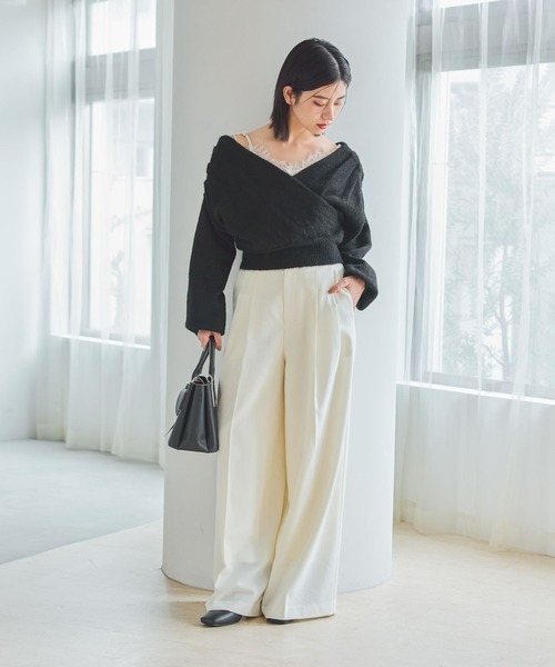 mysty woman（ミスティウーマン）の「ウエストレース2タックパンツ 1095939（スラックス・レディース・チャコールグレー/オフホワイト/ブラック・FREE）」の7枚目の写真