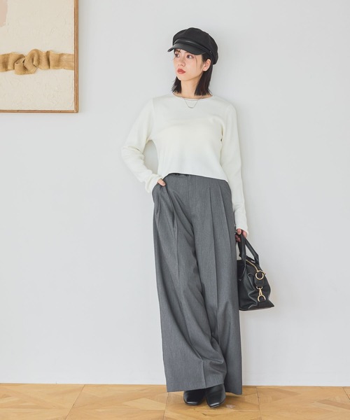 mysty woman（ミスティウーマン）の「ウエストレース2タックパンツ 1095939（スラックス・レディース・チャコールグレー/オフホワイト/ブラック・FREE）」の9枚目の写真