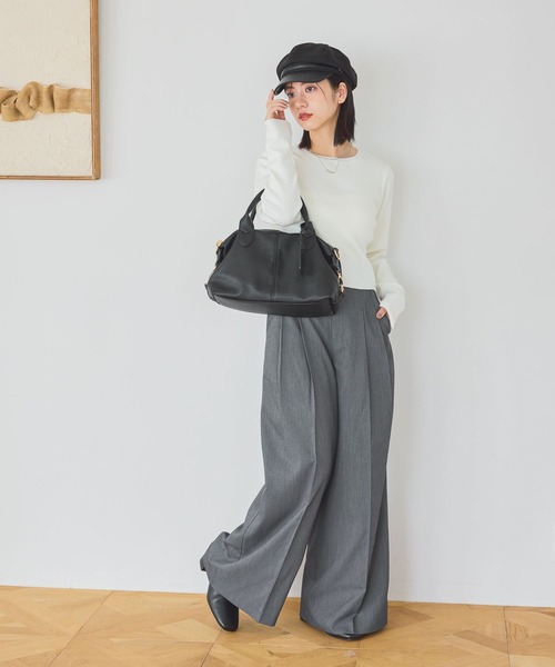 mysty woman（ミスティウーマン）の「ウエストレース2タックパンツ 1095939（スラックス・レディース・チャコールグレー/オフホワイト/ブラック・FREE）」の10枚目の写真