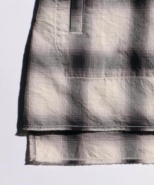 MONKEY TIME（モンキータイム）の「＜monkey time＞ ∴ オンブレチェック ノーカラー クオータースリーブ シャツ◆（シャツ/ブラウス・メンズ・ダークグレー/ネイビー・X-LARGE/MEDIUM/LARGE/SMALL）」の6枚目の写真