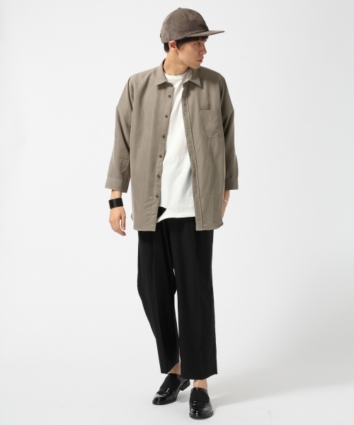 HARE(ハレ)の「モダールシャツ8分袖(HARE)(シャツ/ブラウス・メンズ・グリーン/オフホワイト/ブラック・LARGE/SMALL/MEDIUM)」の5枚目の写真